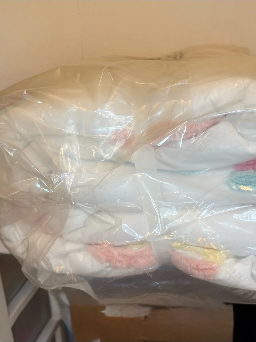 Pottery Barn Kids White Comforter with Pink Rainbow Accent